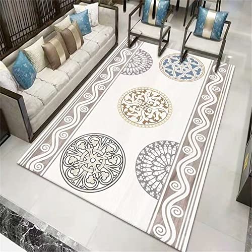 Tapis motifs floraux géométriques rétro gris résistant 60x90cm - 2