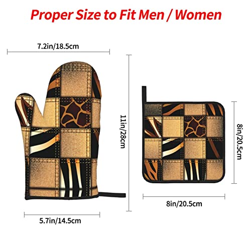 Denim Patchwork 4-Piece Set Of Heat Resistant Oven Gloves And Pot Covers For Kitchen Cooking And Baking #TOP3
