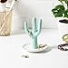 Ceramic Cactus Jewelry Ring Holder: Dish Holder with Cactus Shaped Display Stand for Engagement or Wedding Rings, Earrings and Bracelets - Trinket Tray and Jewelry Holders for Women