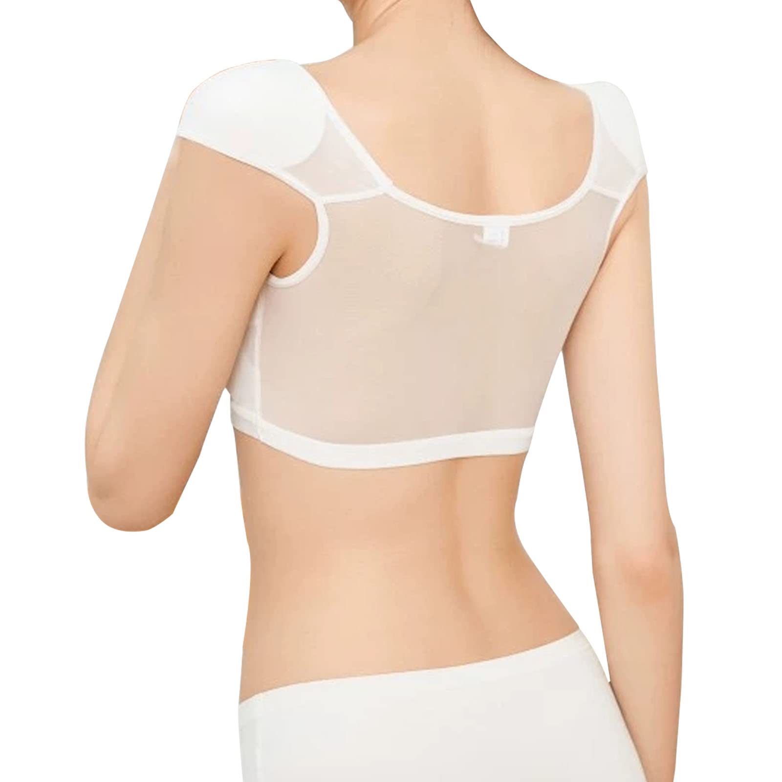 Ladies Invisible 2 en 1 Built-in Fake Shoulder Pad Top Shape Fake Shoulders Tank (L,White)