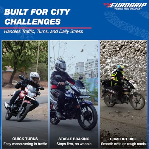 Image of Eurogrip Tyres | 90 /90-17 49P ATT455F Tubeless Bike Tyre | Tyre for Front