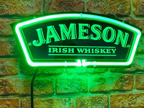 Queen Sense 14\"x10\" Jameson Irish Whiskey Neon Sign Light 3D Carved Man Cave Bar Pub Beer Handcrafted Lamp TD19