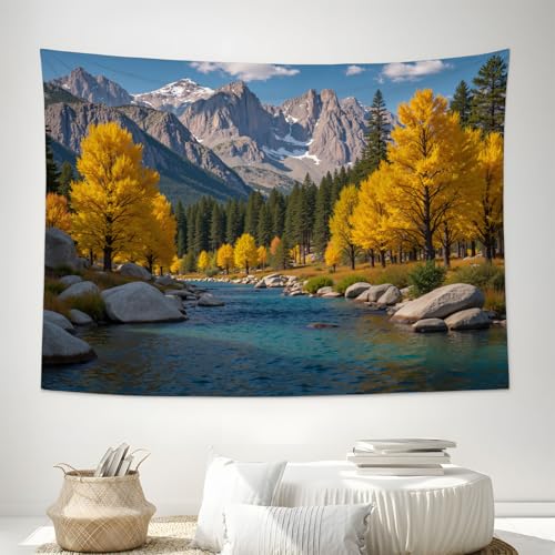 Tapisserie murale de salon grand tissu 180x230cm paysage automne aux détails soignés