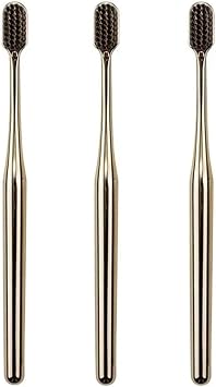 1/2/3/4pcs Gold Toothbrush Luxury Soft Toothbrush Men Women Adult Toothbrushes Electroplated Dental Brushes3pcs Gold BK