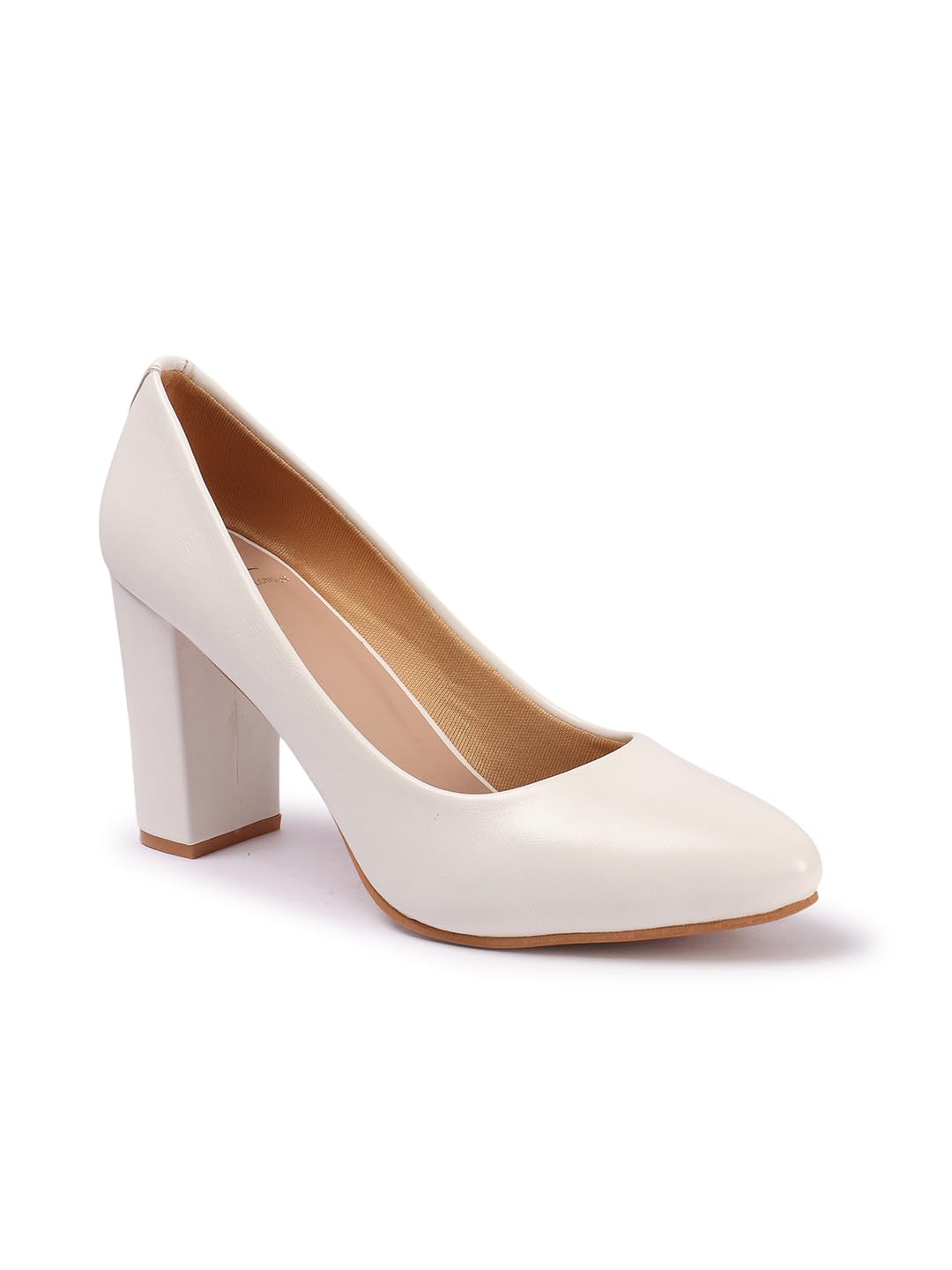 Carlton London Women White Stylish Slip-on Pump Shoes with Block Heels, Pointed Toe for Party and Formal Occasions (41) (B0DD38RLV8) Amazon Price History, Amazon Price Tracker