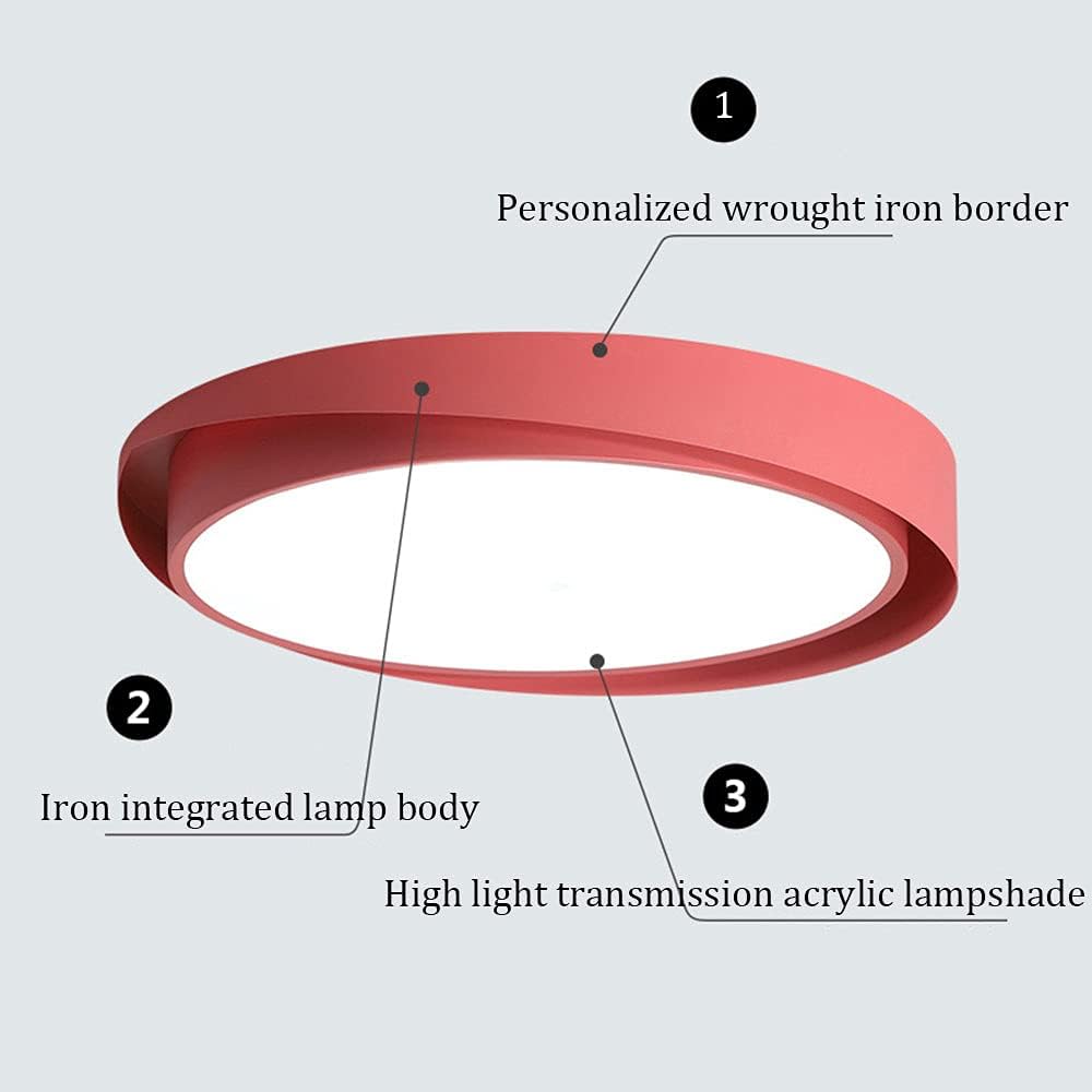 Simple Round Ultra-Thin LED Ceiling Lamp,Flush Mount Ceiling Light,Three-Color Dimming Ceiling Light,Close to Ceiling Light Fixtures,Decorative Lighting for Bedroom Study