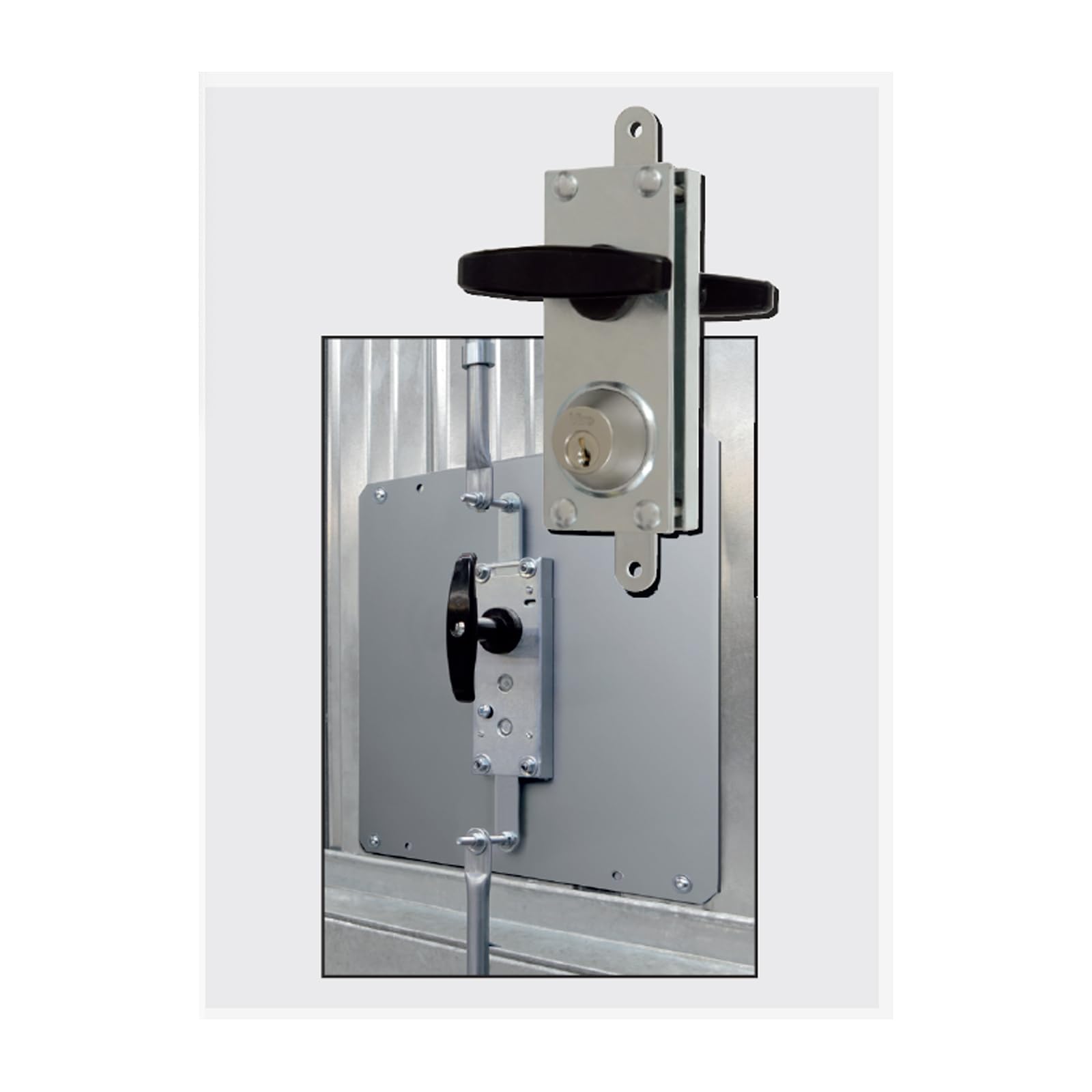 Viro | Serrature per Porte Basculanti e Serrande, Corazzata, con Coppia di Maniglie, Interasse 70 mm