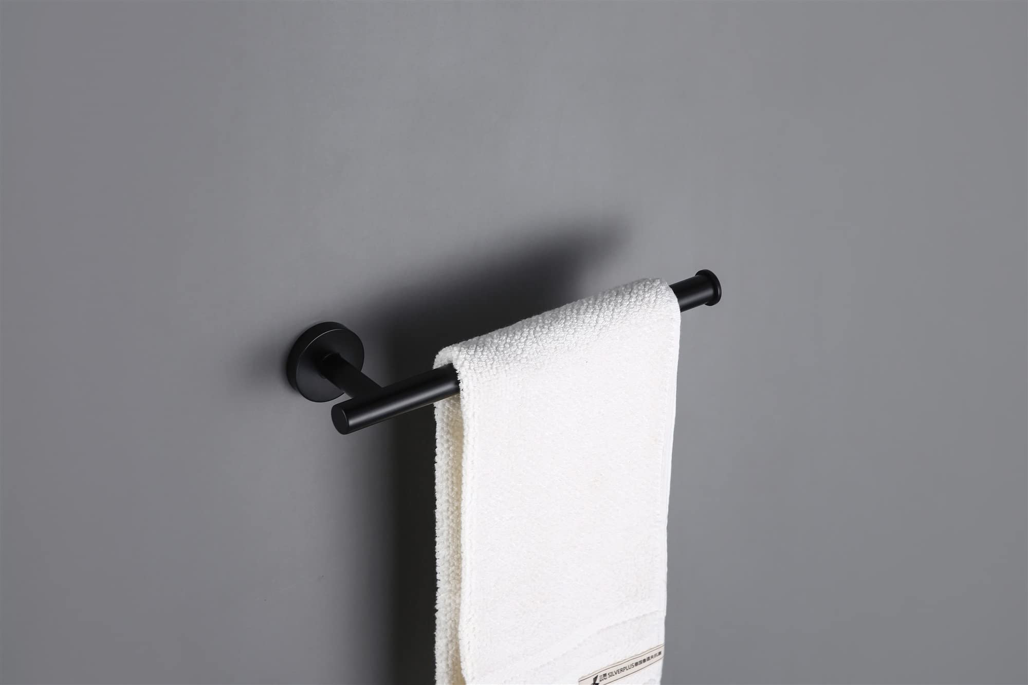 WDSOPK Housewares Four-piece Black Stainless Steel Hook Towel Bar Rack Rod Bathroom Hardware Rack Paper Towel Rack Grab Rail（Mbk-paper Holder）