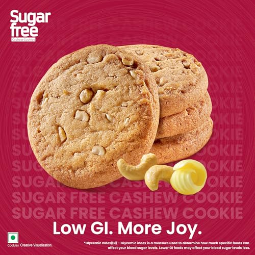 Image of Unibic Sugar Free Cashew Cookies 202.5g I Low GI No Maida I Sugar-Free Snack I Healthy Cookies (weight may vary) (Pack of 3)