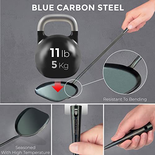 Yosukata Pre-Seasoned Wok Utensils Set - Blue Carbon Steel 17-Inch Wok Spatula, Wok Ladle, 3 Pairs Of Chopsticks - Durable Wok Accessories - Traditional Asian Cooking Tools - Wok Tools #TOP3