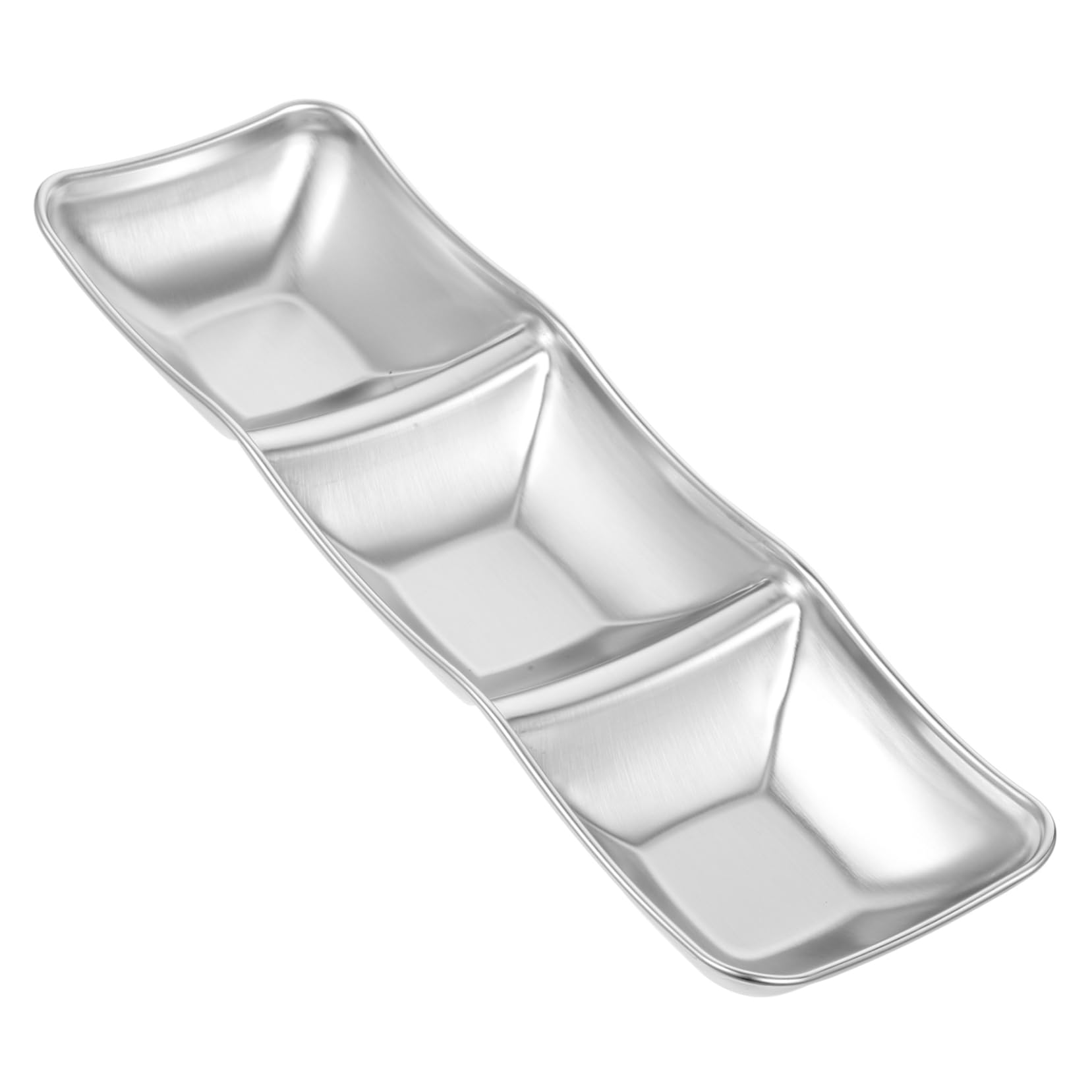 MOLUCKFU Soy Sauce Dish Sauce Dipping Plates Appetizer Plates Dipping Sauce Dishes Prep Dishes Olive Oil Dipping Dishes Condiment Tray Appetizer Dishes Sauce Plate Stainless Steel Silver
