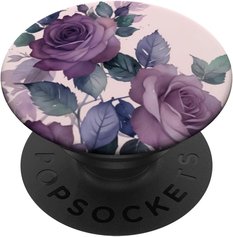 Purple Flowers Floral Pattern PopSockets PopWallet for MagSafe