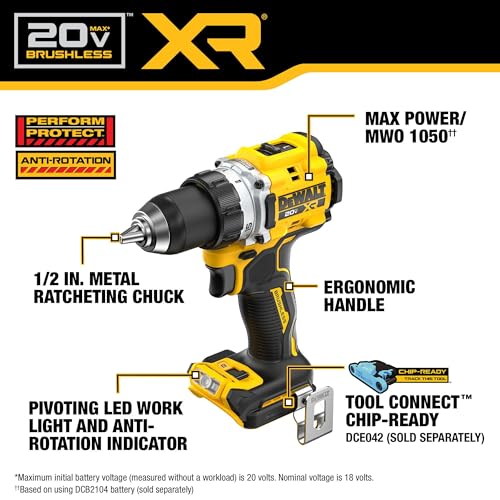 Image of DEWALT 20V MAX XR Brushless Cordless 1 /2 in. Drill /Driver (Tool Only) (DCD801B)