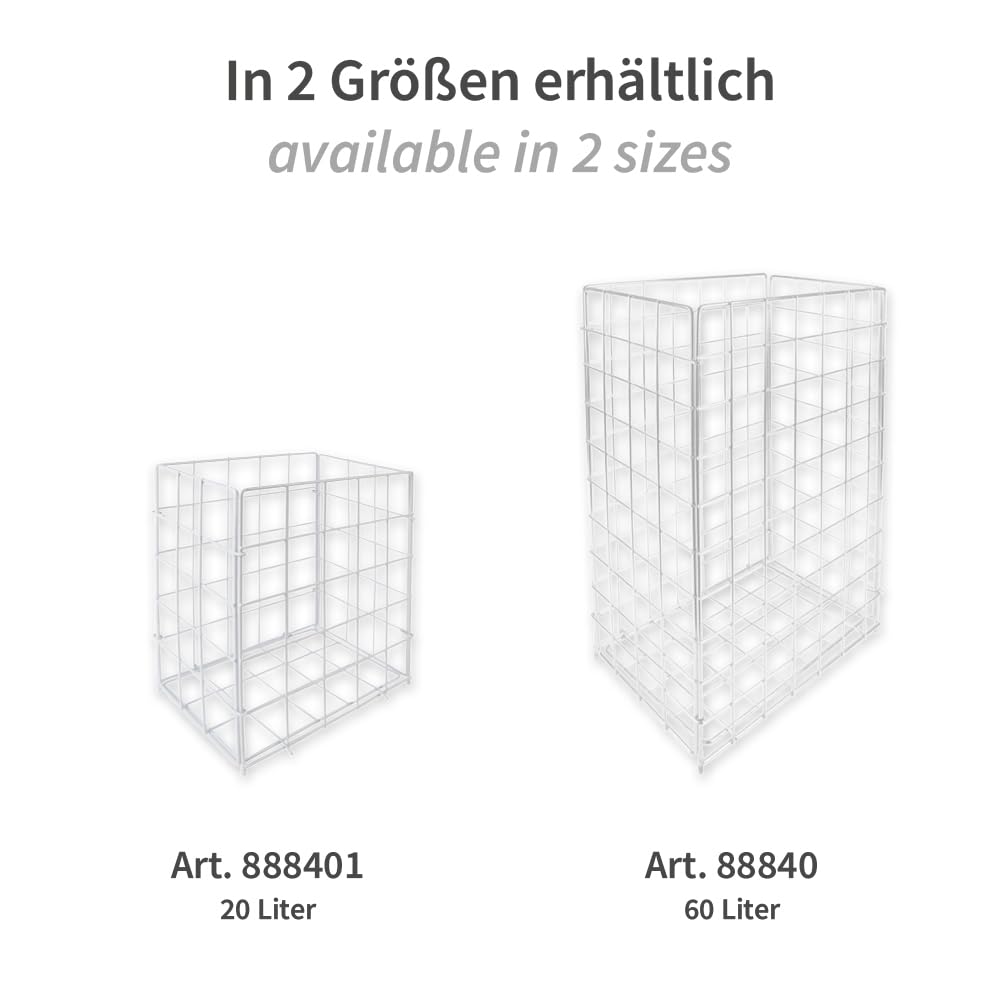 FRANZ MENSCH 1 Stück, Abfall-Gitterkorb, 41x25,5x63cm, weiß, Metall, offen | Drahtgitter-Abfallbehälter, Gitter-Abfallkorb, Metallgitterkorb, Sammelkorb, für Müllbeutel, Büro, Lager, Hygiene