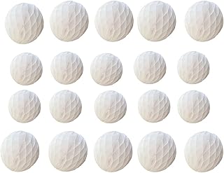 20pcs Honeycomb Decoration Paper Flower Balls Tissue Paper Pom Poms for Baby Shower Birthday Wedding Home Decor (3in+6in, White)