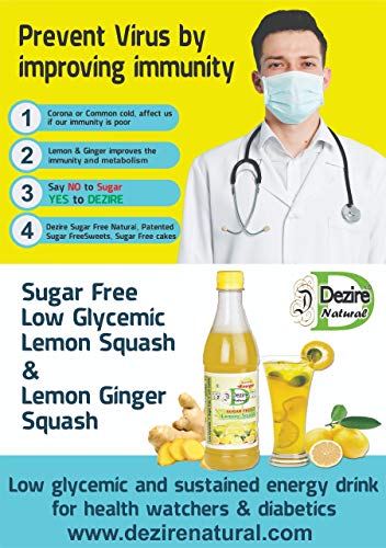 Image of Dezire Natural Sugar-Free Lemon Squash | Low GI Drink Concentrate for Sustained Energy & Refreshment | Diabetic-Friendly Beverage with Lingering Mellowed Sweetness | 700ml
