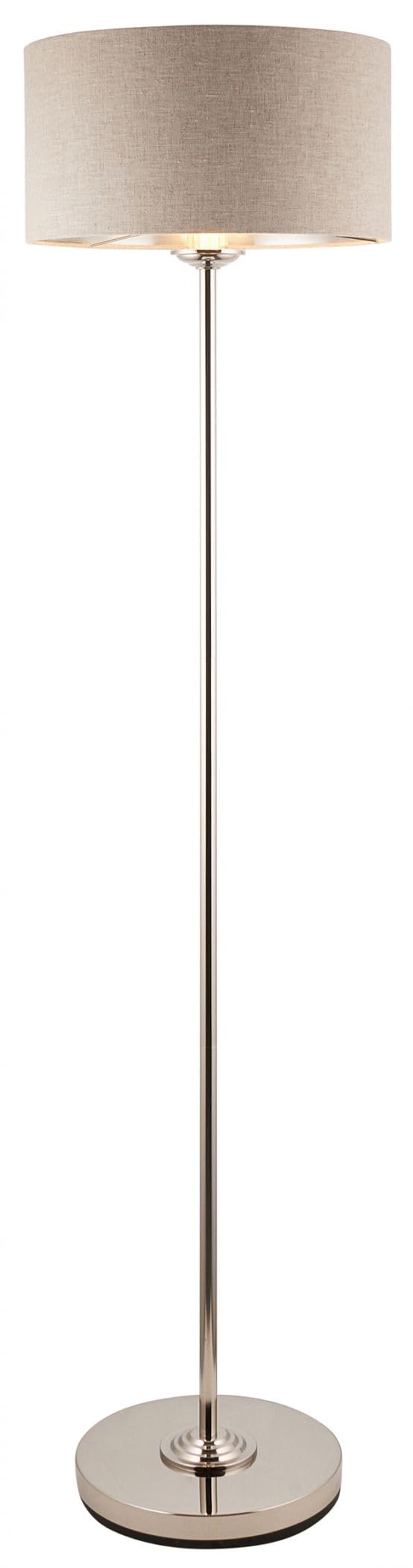 Ensora Lighting Ashton Floor Light Brushed Chrome Linen Shade