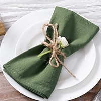 Socomi Set 8 Tovaglioli In Cotone Con Frange Fatte A Mano – Verde Salvia, 43x43 Cm, Stile Rustico Per Matrimoni E Natale - 2