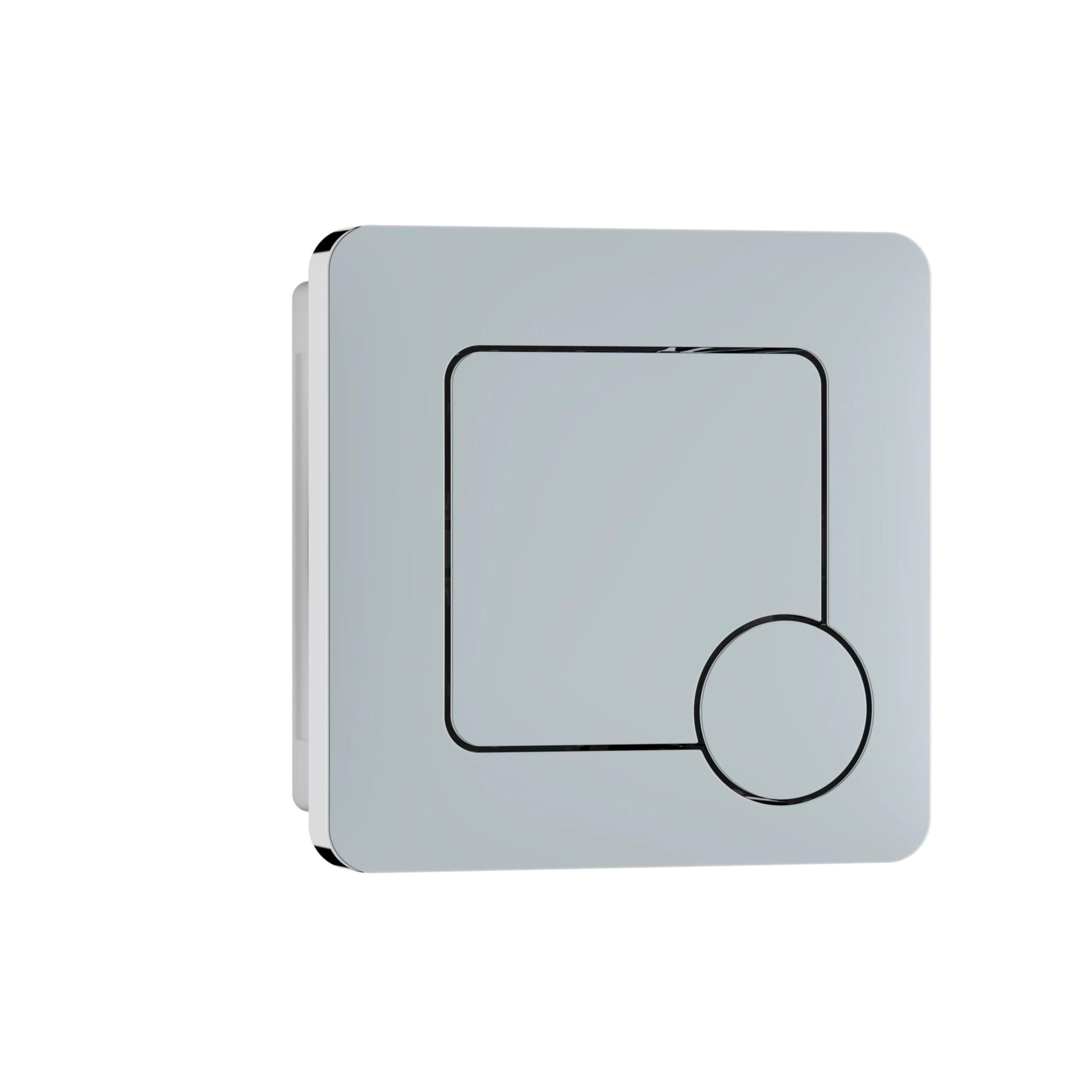 FLODE Square Push Button Flush Plate – Chrome Toilet Flush Button Panel – Modern Dual Flush Wall Plate for Concealed Cisterns – Easy Clean Bathroom Accessory