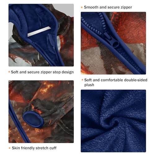 Fiery Dragon over Volcanic Landscape Artwork Toddler Fleece Jacket Girl Boys Hooded Fleece Jacket3