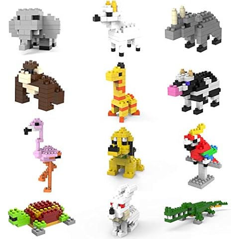 Jellydog Toy Mini Building Blocks Animals,Party Favors for Kids,12 in 1 Stem Toys Building Sets, Assorted Mini Animals Building Blocks Sets for Goodie Bags, Prize,Cake Topper Cover