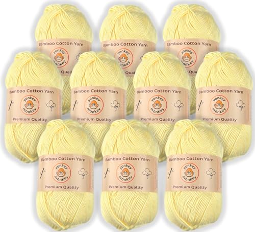 Image of 10-Pack of Yonkey Monkey 500 Grams Yarn - 70% Rayon derived from Bamboo, 30% Cotton - Imported - Milk Yellow 9009