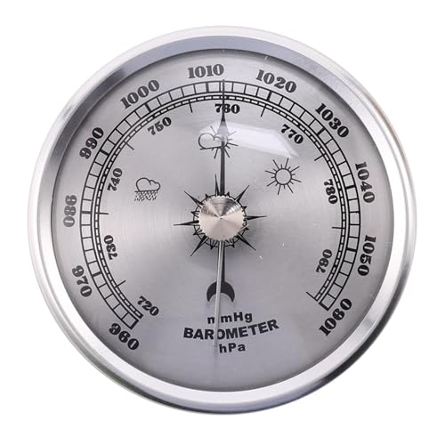 Dranvosk High Precision Barometer for Home Indoor Fishing | Dial Barometric Pressure Gauge,Accurate Weather Monitoring (Silver)