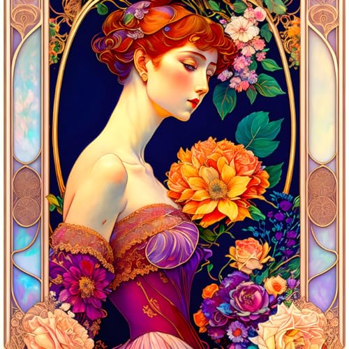 Peinture sur toile de jeune fille élégante 58x90 cm sans cadre