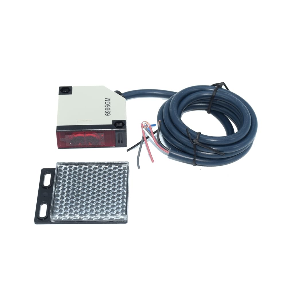 Aundhegrtt As Shown Reflective Photoelectric Switch Square Reflector Reflex Light Barrier Sensor E3jk-R4m1 Dc12-24V