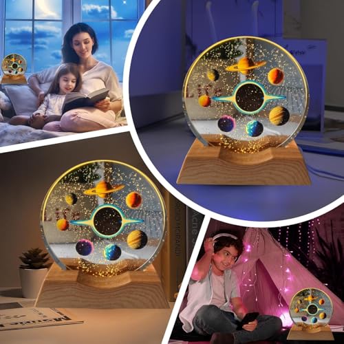 Image of One94Store 3D Acrylic LED Night Light - Warm White & Space Design with Durable Plastic Base, Decorative Table Lamp for Bedroom, Living Room, Kids Room, Study & Home Decor Gifting