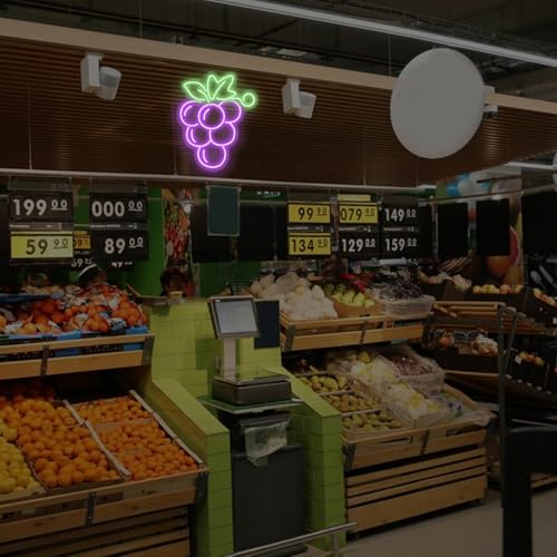 Image of Grapes Neon Sign Fruit Neon Lights Handmade Lamp for Wall Room Party Home Bar Art Christmas Bedroom Table Wedding Party Desktop kitchen art Decoration Teen Kids Birthday Holiday Gift
