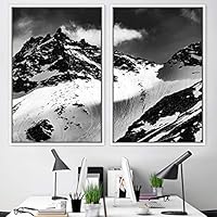 2 Piece Framed Canvas Wall Art Monochromatic Mountains Canvas Prints Home Artwork Decoration for Living Room,Bedroom - 16