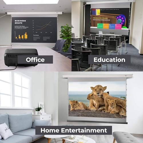 Image of Otek M65 65 Inch Motorized Projector Screen 16:9 ALR Fabric Gain 1.8 Wall Mount Electric Screen with Wireless Remote Ambient Light Rejecting Front Projection Compatible