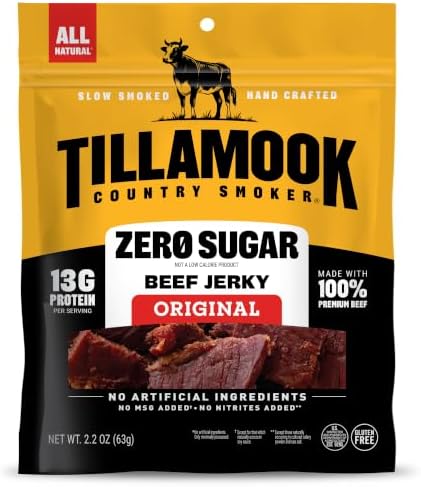 Tillamook Country Smoker Zero Sugar Keto Friendly Beef Jerky, Original, 2.2 Ounce