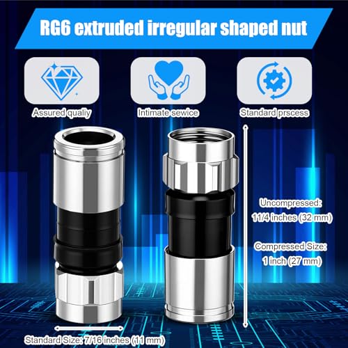 Pack de 100 conectores RG6 compresión F-Type 75 Ohm miniatura 2