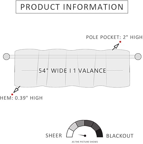 Miniatura 4 de MRTREES Cenefa de cocina transparente blanca para ventanas, 1 paquete, pequeña y moderna cenefa de gasa con bolsillo para barra, decoración de