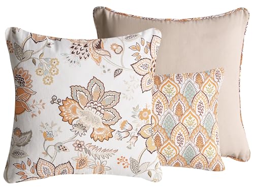 Set Di 3 Cuscini Decorativi In Tessuto Di Cotone Multicolore Con Motivo A Foglie Orientali 45/30 X 45/50 Cm Cuscino Decorativo