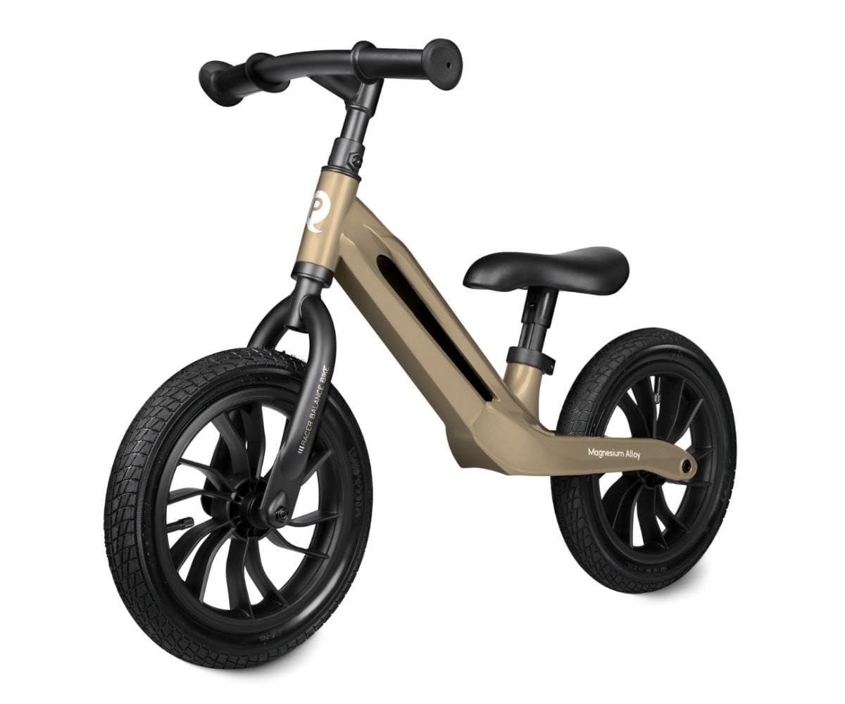 QPLAY Balance Bike Racer Vélo sans pédales en magnésium pour enfants de 3 à 6 ans, super léger, vélo d'équilibre réglable, roues de 12 pouces à chambre à air, jusqu'à 30 kg