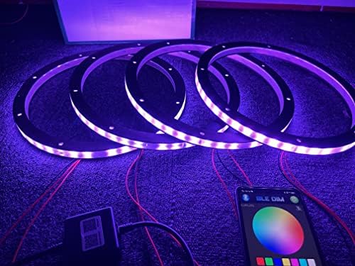 Sando Tech 4PCS 6.5'' RGB Changing Car LED Speaker Ring Lights Decorative Light Kit Multiple Color Shift Spacer Ring Light Coaxial Speaker Lights Bluetooth APP Control