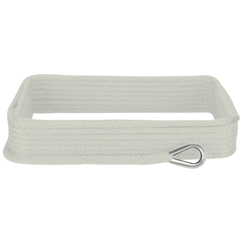 Extreme Max 3006.3455 BoatTector Solid Braid MFP Anchor Line with Thimble - 1/2" x 50', White