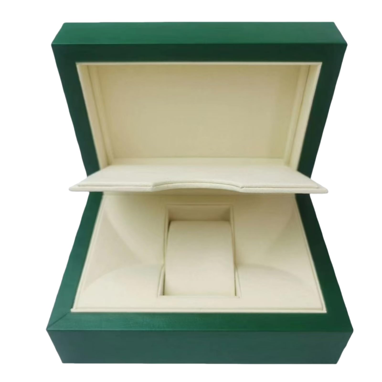 Verde Scatola Orologio Singolo Slot Conservazione Custodia Onda Motivo Coperchio Nascosto Documento Scomparto Crema Interno per Rolex M Size