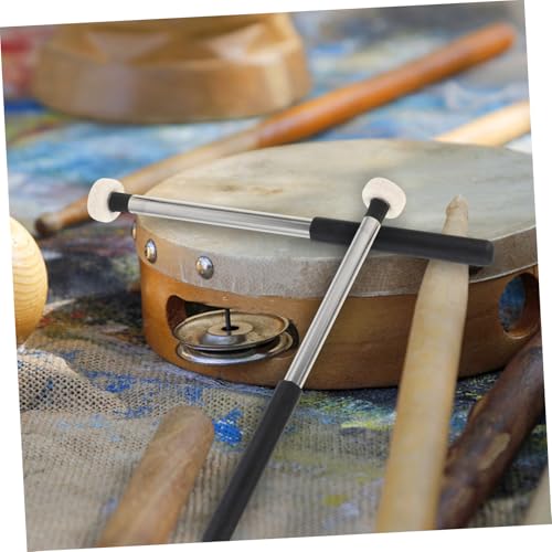 Baquetas para batería YARNOW con mango antideslizante de metal y cabeza de fieltro, modelo YRMCI6Q013PI53088N54V1, color negro, tamaño 2B, juego de 2 piezas miniatura 5