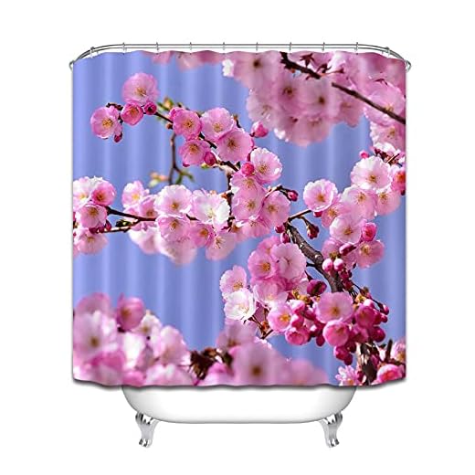 Duschdraperi i 3D-badrum rosa persikamönster Duschdraperi mot mjöldagg av polyestertyg 240(W) x180(H) cm