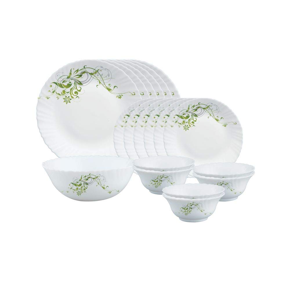 Larah by Borosil Erba Opalware Dinner Set (19 Pcs) at ₹1,426 – Amazon