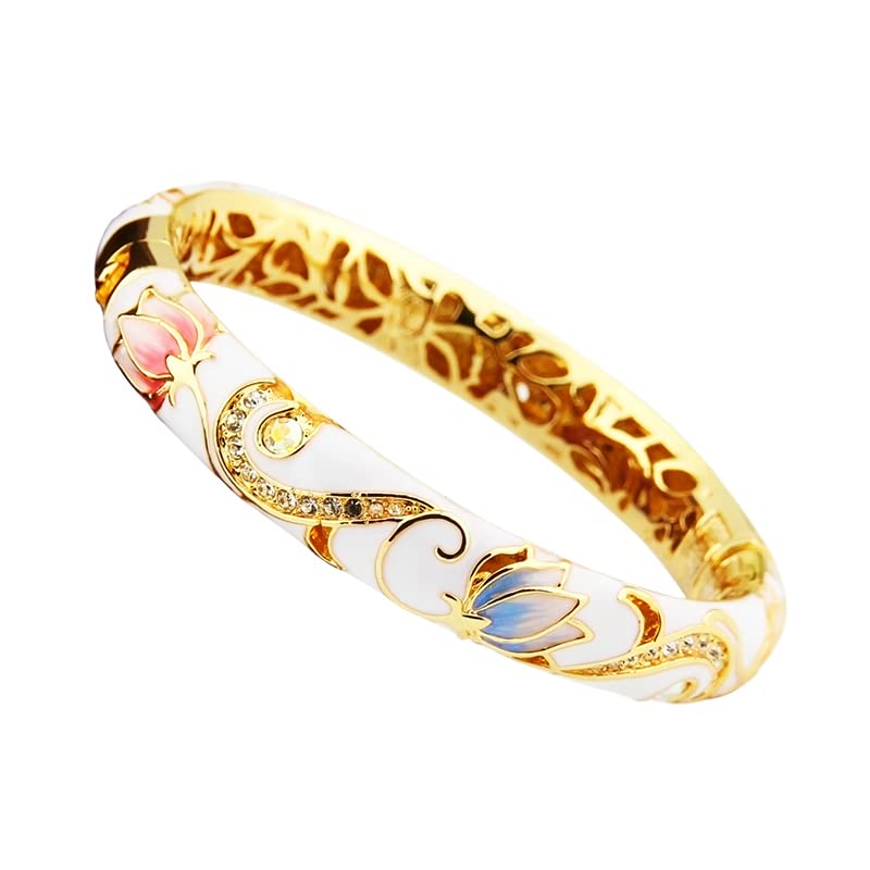 Bracelet lotus vintage en cloisonné : le cadeau artisanal idéal