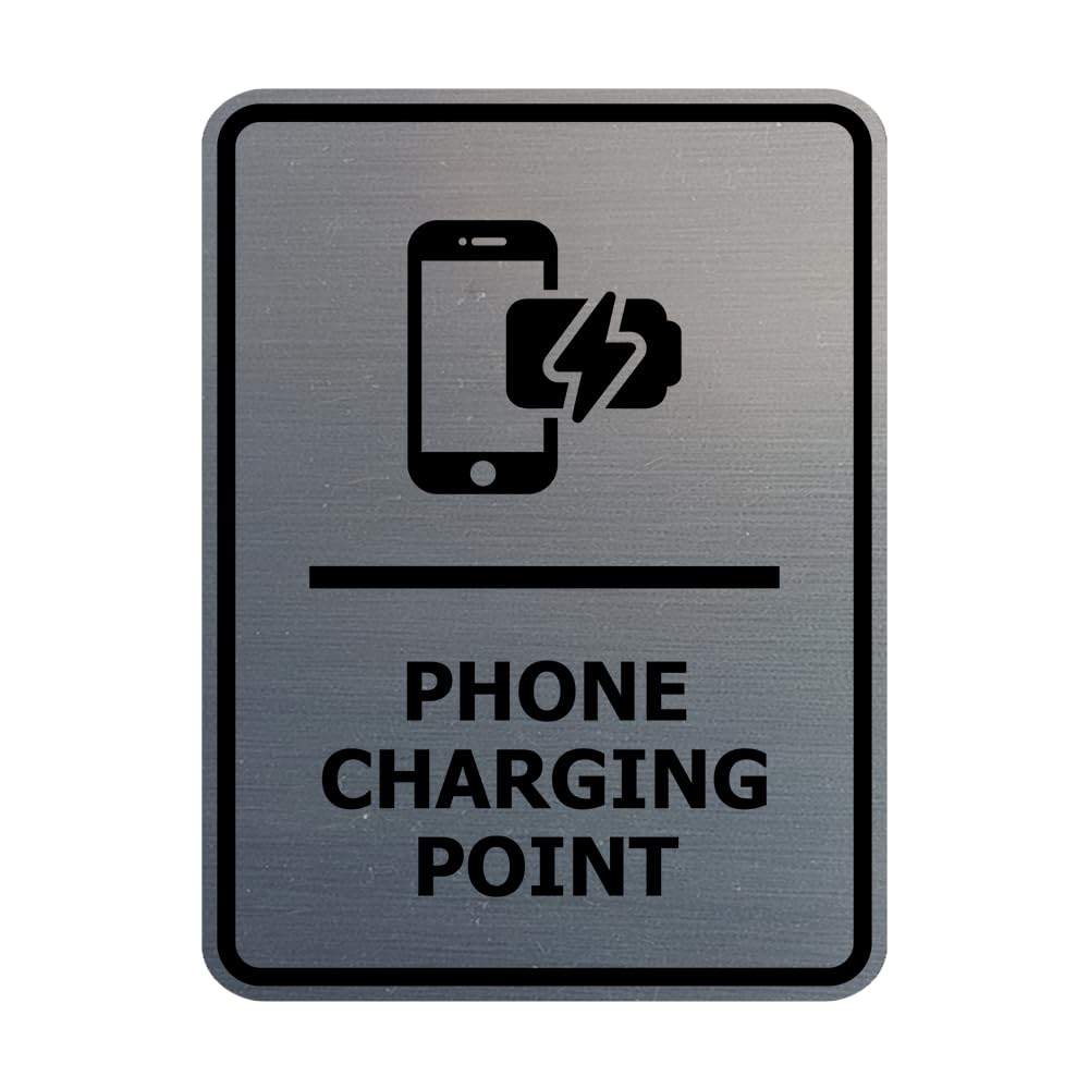 Portrait Round Phone Charging Point | Easy Installation (Brushed Silver) - Small