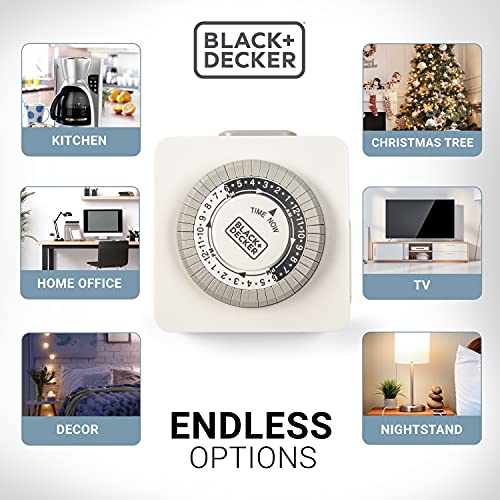 BLACK+DECKER Light Timers, Indoor, Programmable, 2 Pack, with Polarized