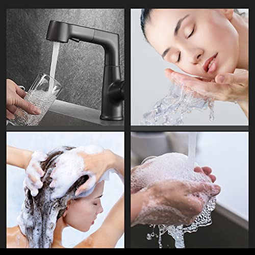 Grifo con pulverizador extraíble bidireccional y caño elevable para lavado 4