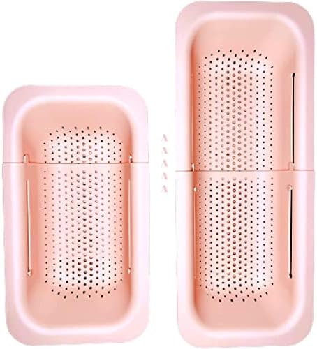Extendable Colander Over the Sink Strainer basket - Extendable Sink Colander - Wash Fruits and Vegetable. Drain cooked Pasta and Dishes - Efficient Kitchen - Pink