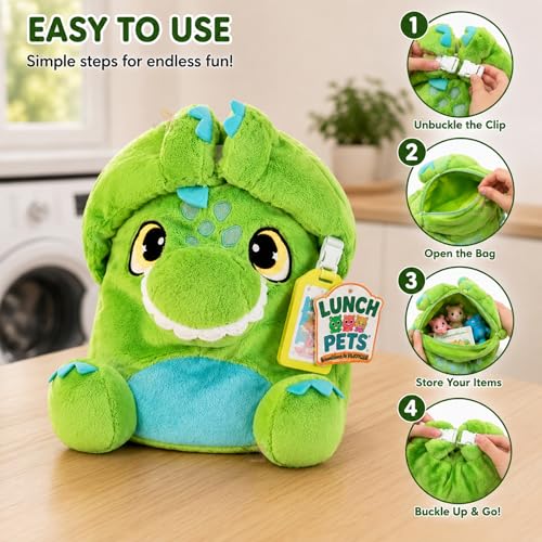Image of WISHKEY Lunch Box Bags for Kids, Washable Insulated and Spacious Lunch Box Cover with Unique Dino Design, Cute Tiffin Box Bags for Both Boys and Girls from Age- 3 to 8 Years (Pack of 1, Green)